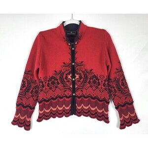 Dale of Norway Amalie Pure Wool Crochet Trim Cardigan Size Small Metal Buttons